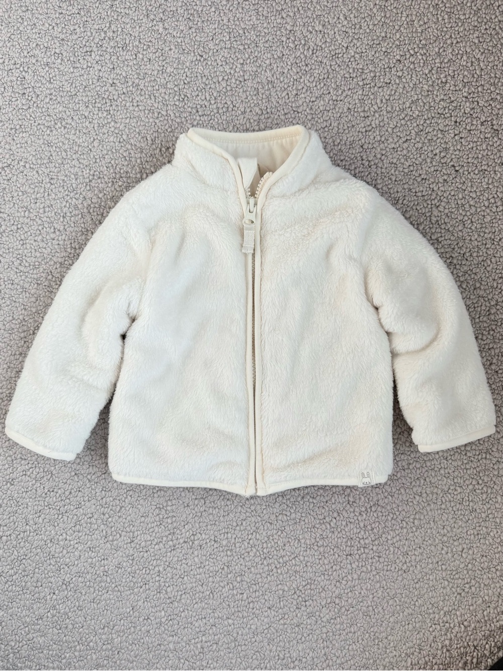 EUC Baby girl cream Sherpa full zip-up jacket, 12m
